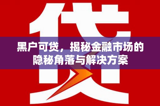 延吉黑户可贷，揭秘金融市场的隐秘角落与解决方案