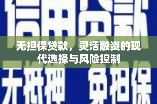 西市无担保贷款，灵活融资的现代选择与风险控制