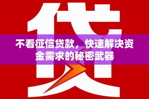 下陆不看征信贷款，快速解决资金需求的秘密武器